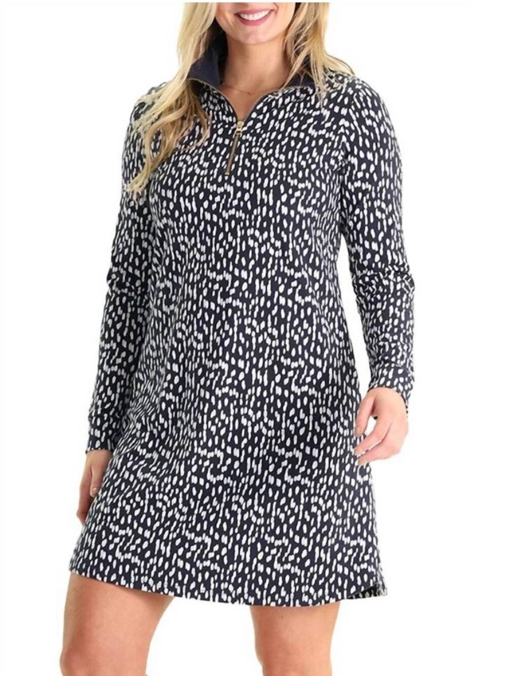Duffield Lane Sawyer Long Sleeve Cotton Dress Blue Rain M